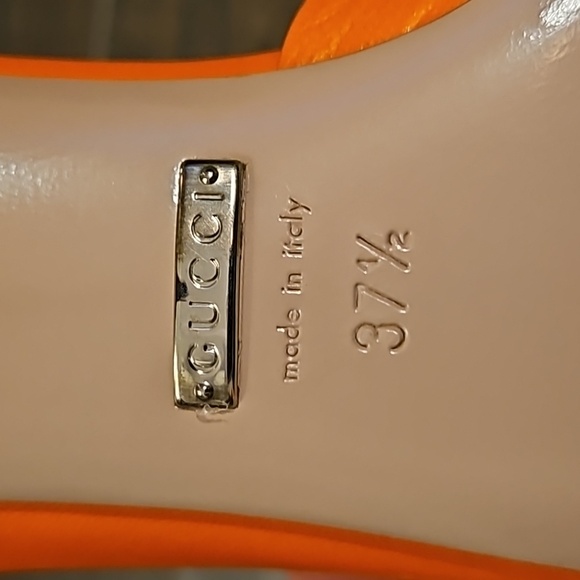 GUCCI Studded D'Orsay Pumps in Orange Leather - Picture 12 of 13